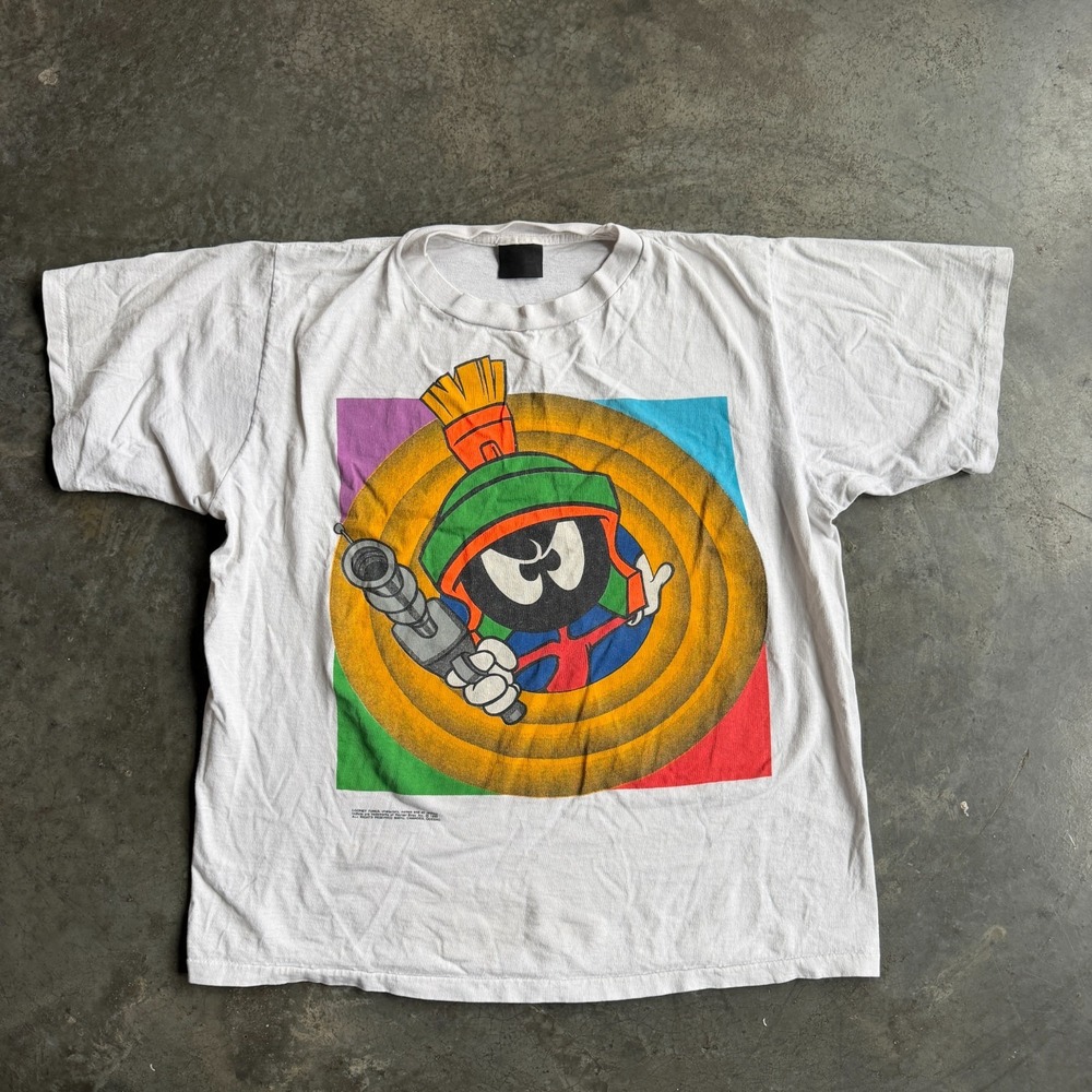 Vintage 90s Looney Tunes Marvin The Martian Big Graphic Shirt Mens Large RARE
